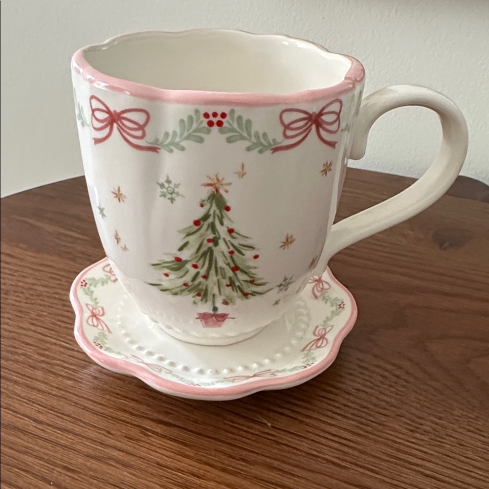 Christmas Tree Bows Mug AND appetizer plate